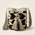Mochila Wayuu Original - Diseño Geométrico de Alto Contraste